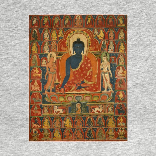 Medicine Buddha Tibetan Buddhist Thangka Reproduction by TammyWinandArt